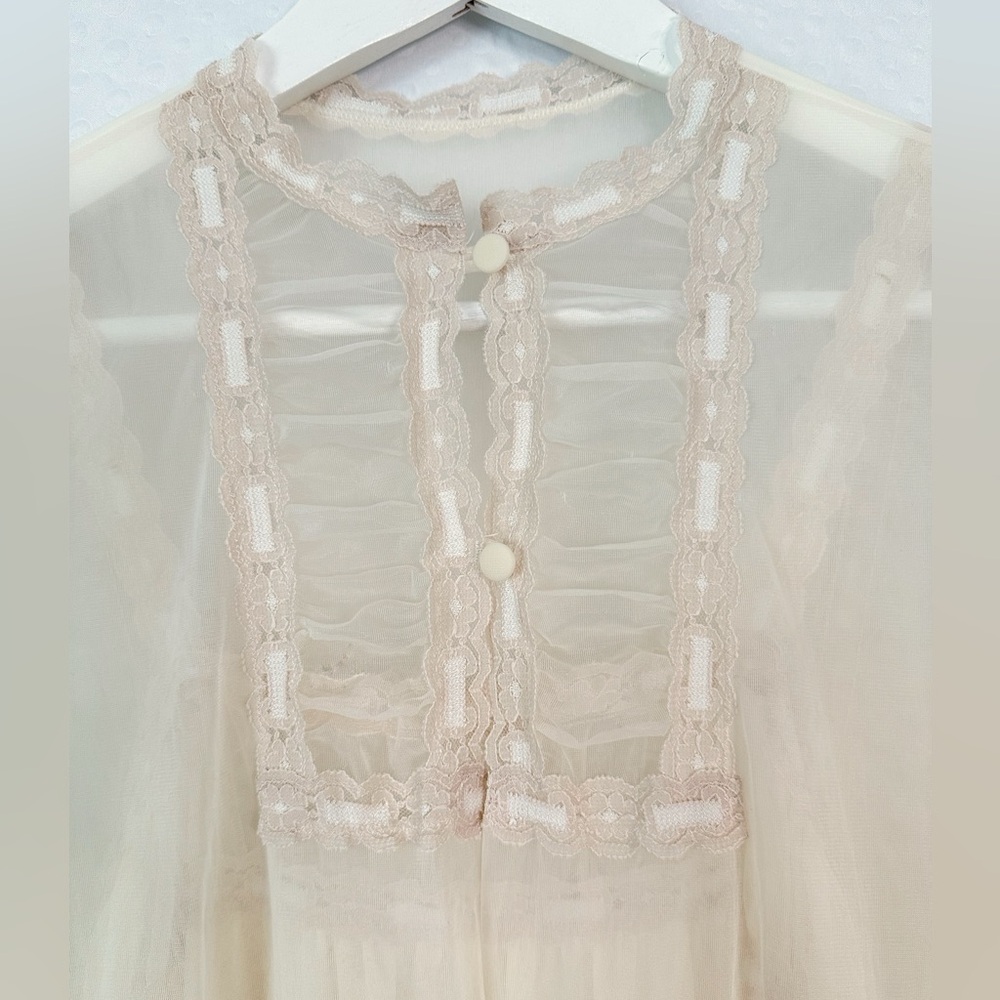 Ethereal Vintage 60s Nylon Peignoir Nightgown Robe Set Small - Picture 4 of 15